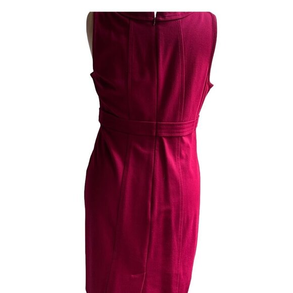 Talbots Size 14 Petite Red\Burgundy Sleeveless Sheath Ponte Knit Dress - Picture 4 of 7